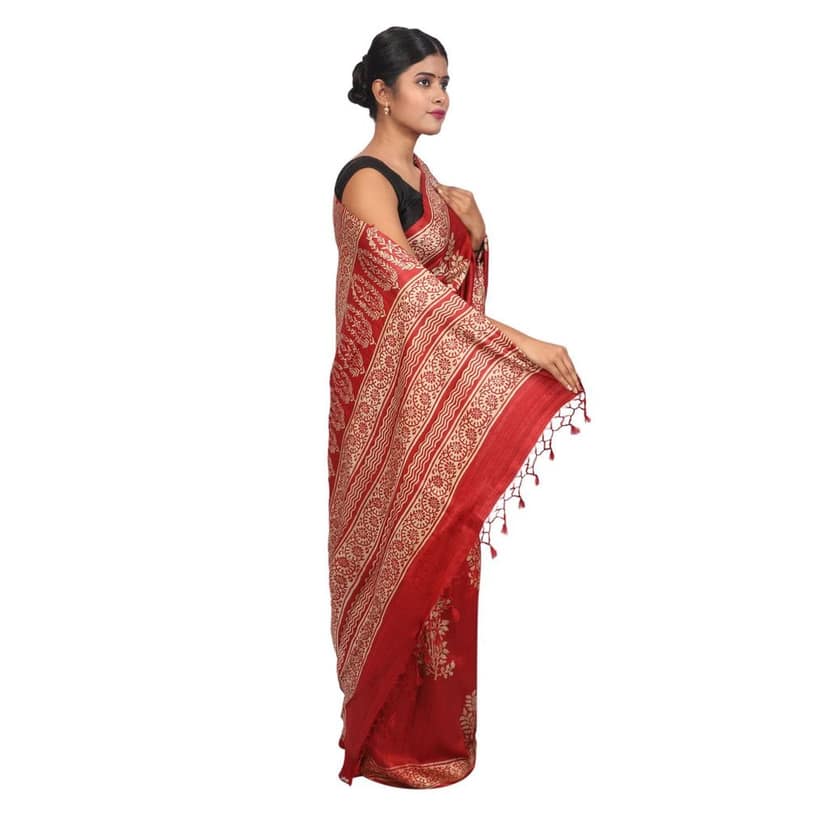 HANDLOOM KOSA SAREE WITH BLOUSE (SKU - 3H0212120422 SAREE- 235) view 2