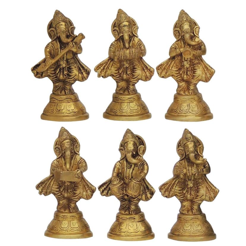 Brass Showpiece Musical Ganesh 6 Pcs Set God Idol Statue (BSMAS1368 D) view 2