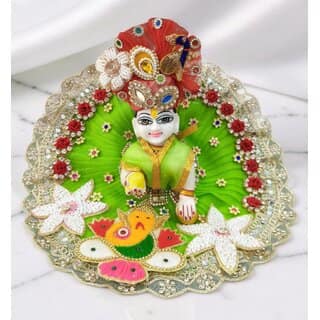 Handcrafted Green Dress with Turban for Laddu Gopal Ji Elegant Devotional Wear