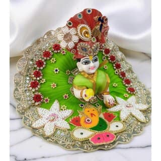 Handcrafted Green Dress with Turban for Laddu Gopal Ji Elegant Devotional Wear view 2