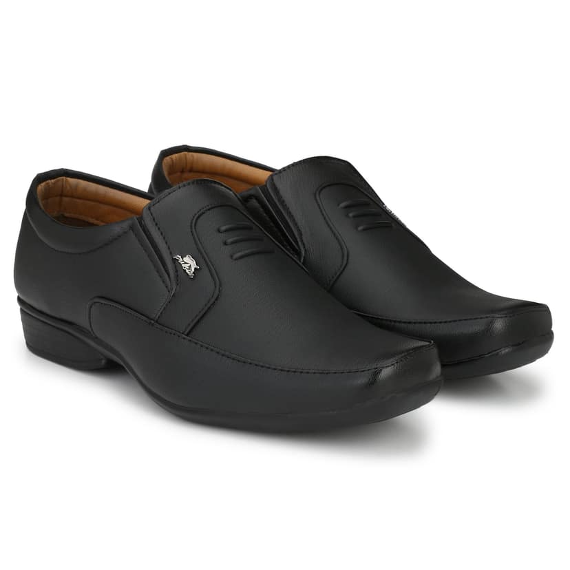 Stylelure Synthetic Leather Black Formal Office Shoes Slip On For Men view 3