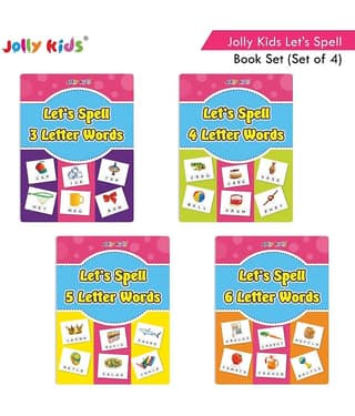 Jolly Kids Let’s Spell 3-4-5-6 Letter Words Books Set of 4| 3 Letter Words | 4 Letter Words| 5 Letter Words| 6 Letter Words| Kids Activity Book|Ages 3-7 years