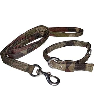 Petshop7 Premium Quality & Stylish Nylon Printed Army Design Brown Dog Collar & Leash (0.75 inch Small Size (Neck Size : (12 - 16