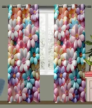 V21 decod Graphic Room Darkening Eyelet Curtain 7 ft ( Pack of 1 ) - White