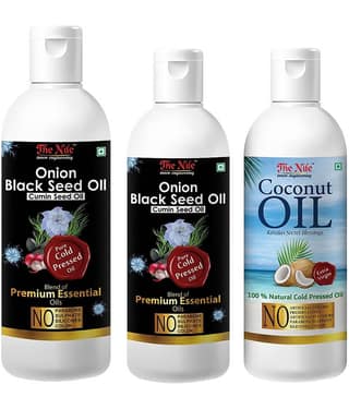 The Nile Onion Blackseed 150 + 100 ML (250 ML) + Coconut Oil 100 Ml 350 mL Pack of 3