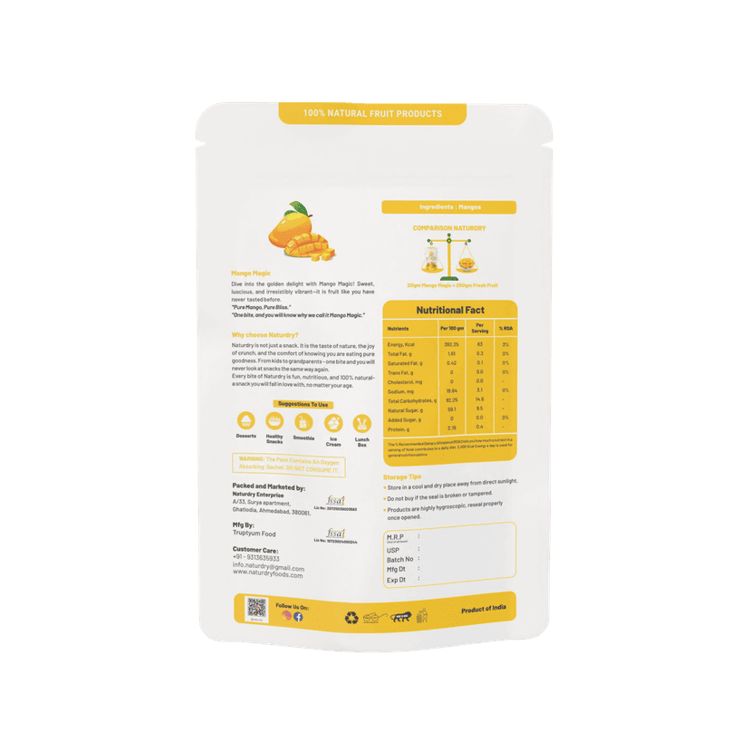 NaturDry Freeze Dried Mango Magic – 100% Natural Fruit Snack, 20g view 3