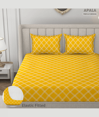 Apala Microfibre 1 King Fitted Bedsheet with 2 Pillow Covers ( 198 cm x 182 cm ) , Blue