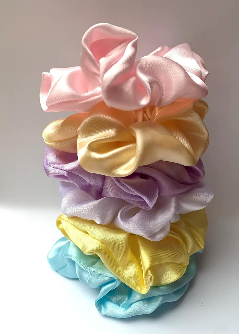Starvis Soft Luxury Satin Scrunchies for women girls, Scrunchies for wrist | PACK OF 24 | Silk Pastel colors,Hair Ties combo, Anti-Hair-Breakage, Hair Scrunchie Set for Girls, Women, Mom, Sister Starvis Soft Luxury Satin Scrunchies for women girls, Scrun view 2