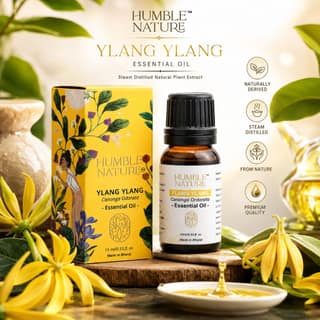 Humble Nature Ylang Ylang Essential Oil 15ml | Steam Distilled Natural Cananga Odorata Oil | Premium Aromatherapy Diffuser, Massage & DIY Skincare Hair Care Oil | GC-MS Tested