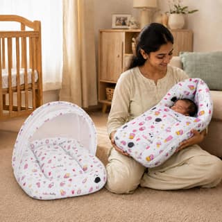 Baby Bedding Set for New Born Baby Sleeping Bag, Mosquito Net Bed Suitable Upto 6 Months Babies (Panda Pink) Baby Bedding Set for New Born Baby Sleeping Bag, Mosquito Net Bed Suitable Upto 6 Months Babies (Panda Pink) - Pink