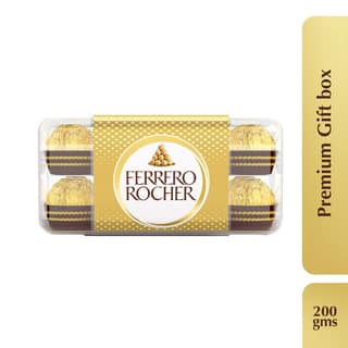 Ferrero Rocher, Exquisite Hazelnut And Milk Chocolate Premium Gift Box, 16 Pieces, 200 G