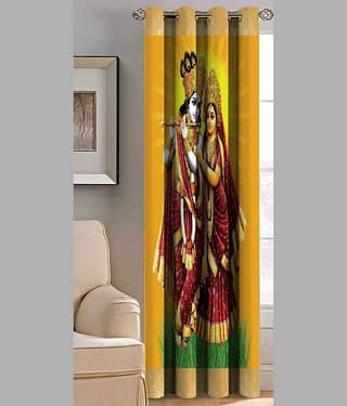 BELLA TRUE Abstract Semi-Transparent Eyelet Curtain 5 ft ( Pack of 2 ) - Multicolor