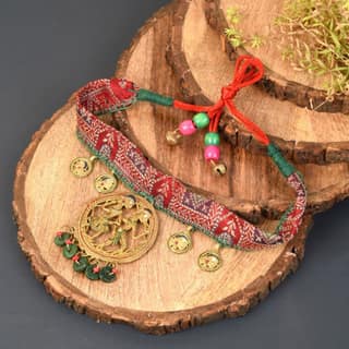 Dhokra Gracious Queen Handcrafted Tribal Choker Necklace (1TMTNCKCG04475)