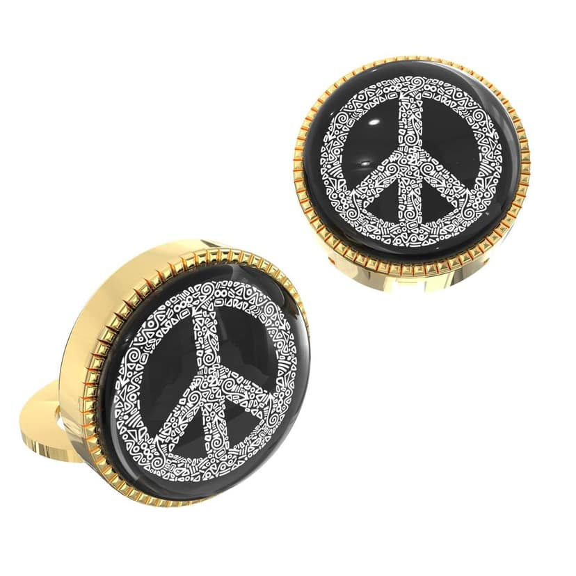 The Smart Buttons - Shirt Button Cover Cufflinks for Men - Peace Symbol Style view 8