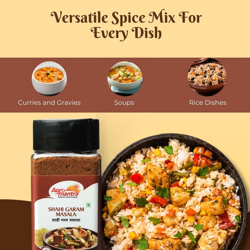 Agro Mantra Shahi Garam Masala Spice Mix 100g | Rich & Aromatic Blend | Perfect for Curries, Biryani, Marinades & Snacks | Authentic Indian Flavor | Fresh & Preservative-Free view 10