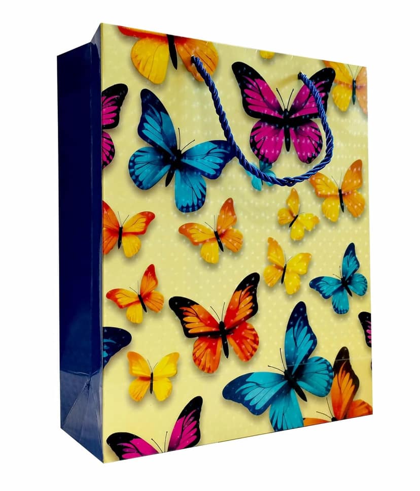 Premium Butterfly 200 GSM 3D Gloss Lamination Paper Gift Bags, Ideal For Premium Gifting, Wedding Gifts, & Gifting on Special Occasions (Size: 12.5 x 10.25 x 4 inch) - 24