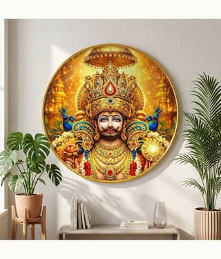 Livin'luxe Khatu Shyam Ji Royal Wall Painting with PVC Round Frame