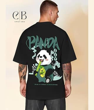 CrazyBee Pack of 1 Cotton Blend Oversized Fit Men's T-Shirt ( Black )