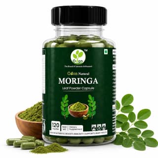 Odon Natural Moringa Leaf Powder Capsules | 500mg Dietary Supplement | Rich in Nutrients & Immunity Booster - 120 Capsules