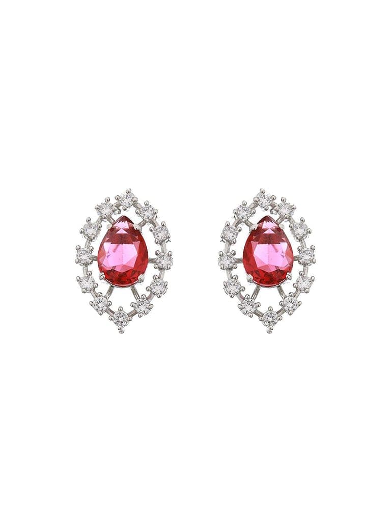 Silver Plated Red CZ Studded Minimal Delicate Jewellery Set view 8