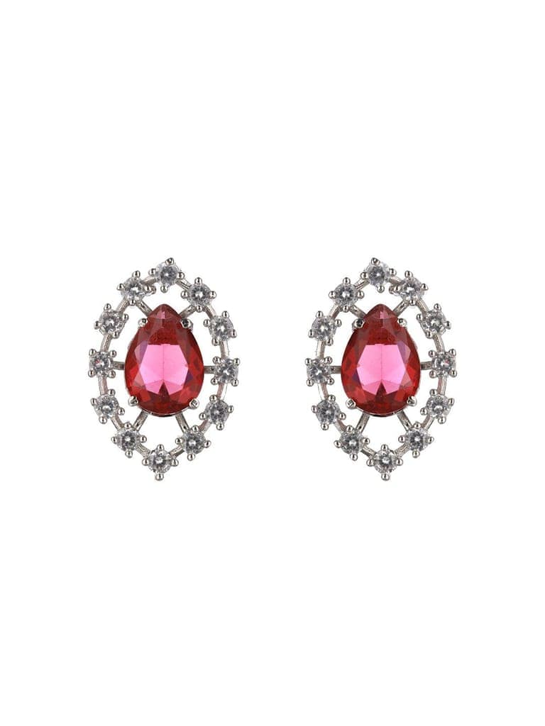 Silver Plated Red CZ Studded Minimal Delicate Jewellery Set view 9