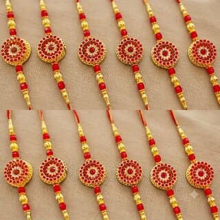 (Pack of 12) CHARKEE Fancy 12 Bhaiya Bhabhi Rakhi (Multicolour)
