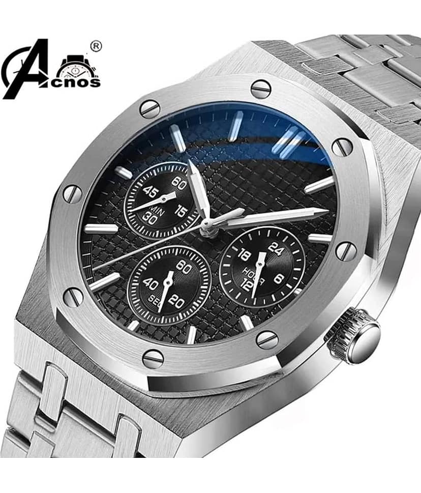 acnos Silver Stainless Steel Analog Men's Watch