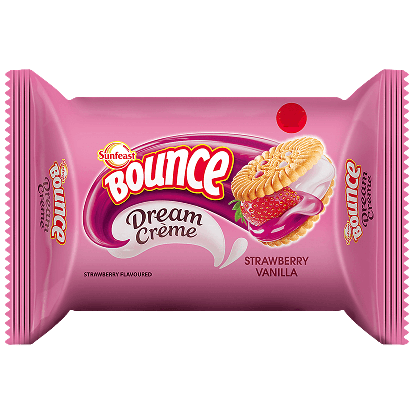 Sunfeast Bounce Dream Cream Biscuits - Strawberry Vanilla, 102 G Pouch view 2