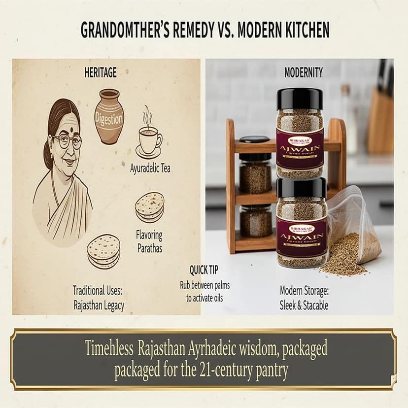 Whole Ajwain Seeds (Carom) 100g - Sourced from Rajasthan, India - Natural, Sortex Cleaned in Airtight PET Jar | Bibhakar Spices - 100 gm - One jar of seeds view 2