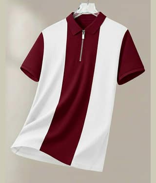 AUSK Men Cotton Blend Regular Fit Striped Polo T Shirt ( Purple )