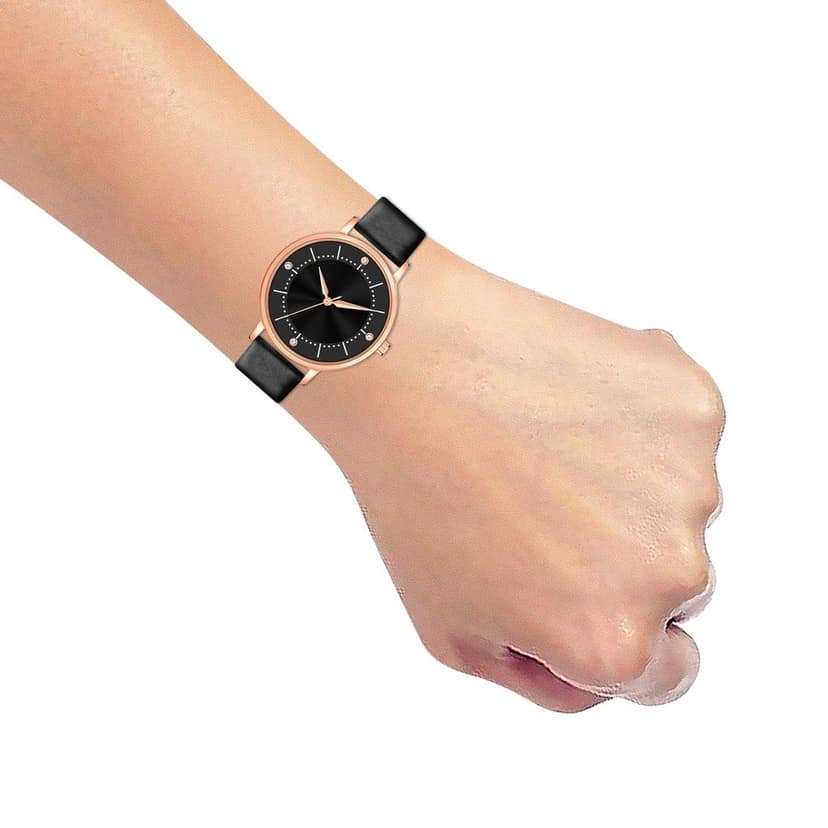 Loretta MT-511 Black Leather Belt Slim Dial Women & Girls Watch view 5