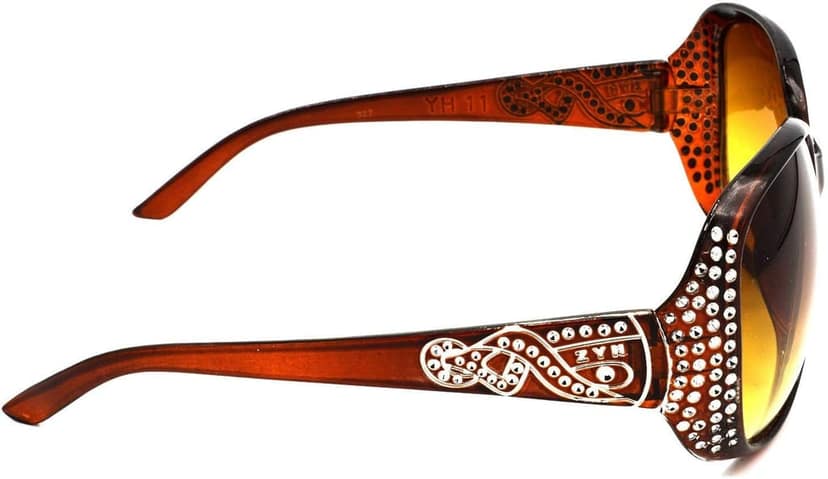 Hrinkar Unisex Round Sunglasses Silver & Golden Frame, Brown & Golden Lens (Large) - Pack of 2 view 4