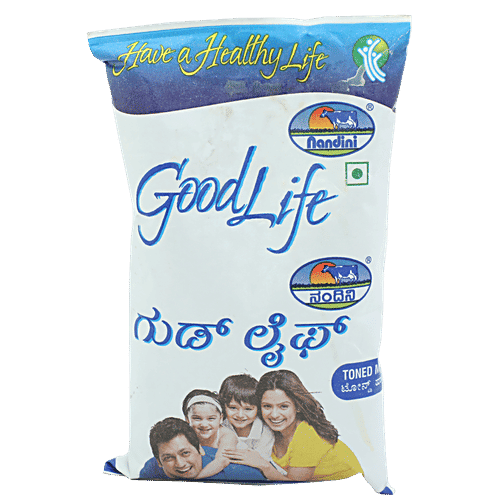 Nandini GoodLife UHT Treated Toned Milk, 500 ml Pouch