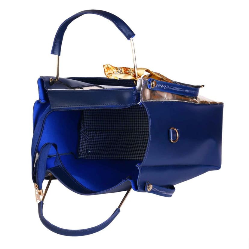 Blue and Cream Hand Bag Collection view 3