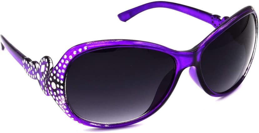 HRINKAR Unisex Round Sunglasses Violet & Silver Frame, Grey & Green Lens (Medium) - Pack of 2 view 6