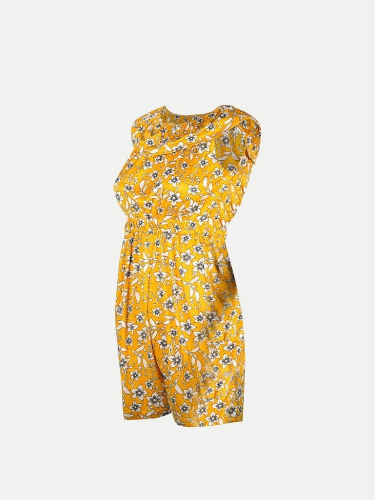 Girls Yellow Floral-printed Playsuit view 2