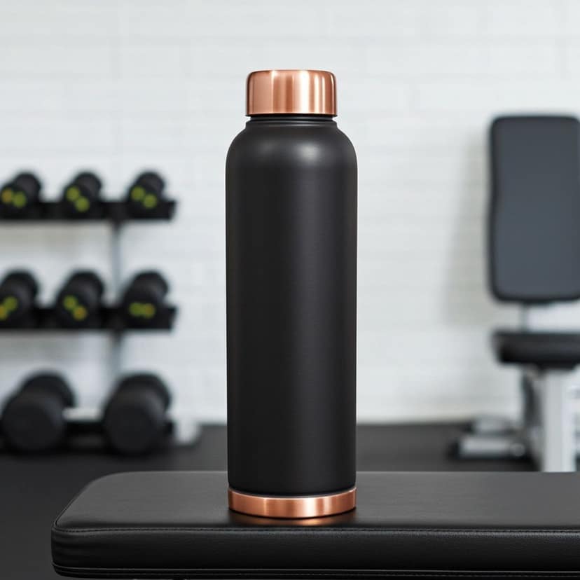 Pure Copper Drinking Bottle 900 ML | Anti-Bacterial Ayurvedic Bottle , Height : 10 Inch (BCMAS175 C) view 2