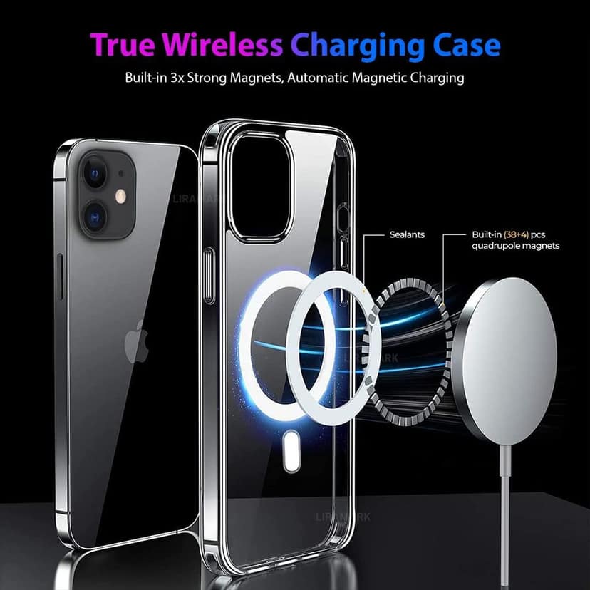 LIRAMARK Magnetic MagSafe Compatible Protective Clear TPU Case for Apple iPhone 11 (Transparent) view 3