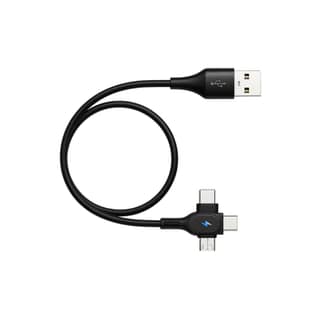3-in-1 Power Bank Cable 120W Fast Charging USB-A to Type-C, Lightning & Micro-USB, 30cm