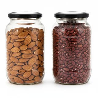 Syndleyz Round Kitchen Storage Airtight Glass Jar With lid, Set Of 2, 1000 ML