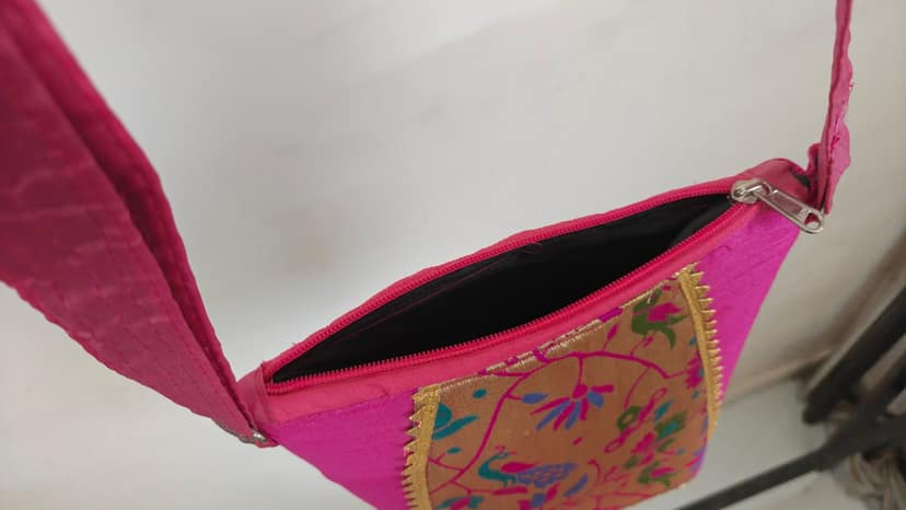 Eco-Friendly Pink Shoulder Bag - Silky Textured, Lightweight & Compact view 2