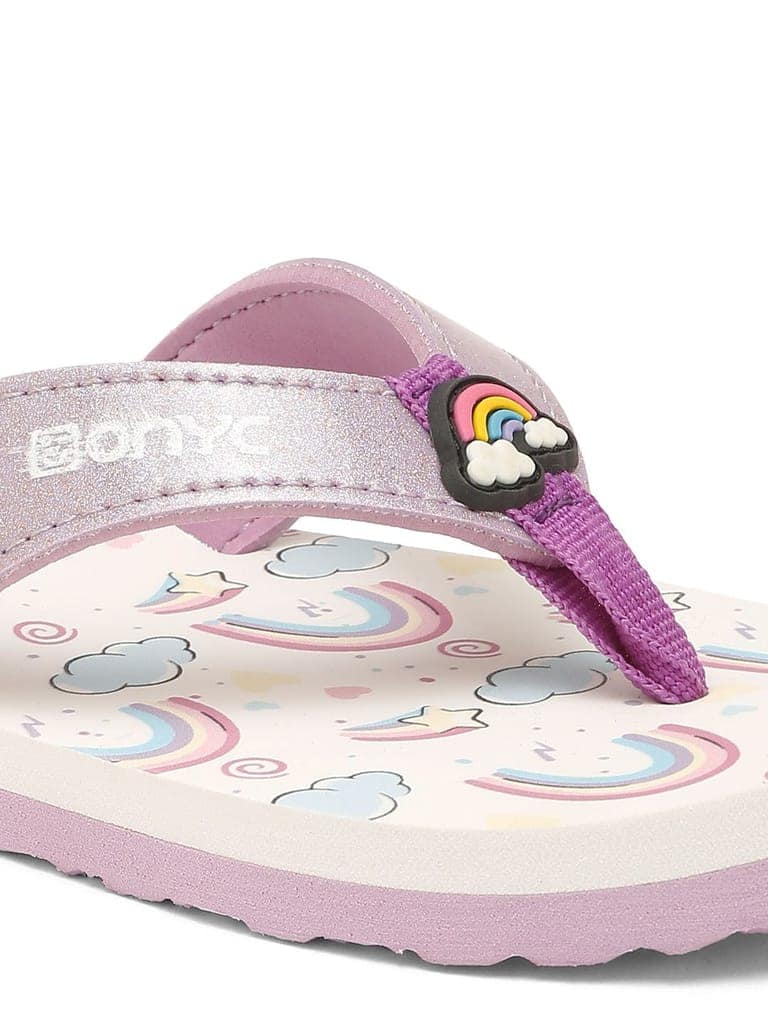 Premium Rainbow V-Shape Flip-flops - Purple (Girls) view 2