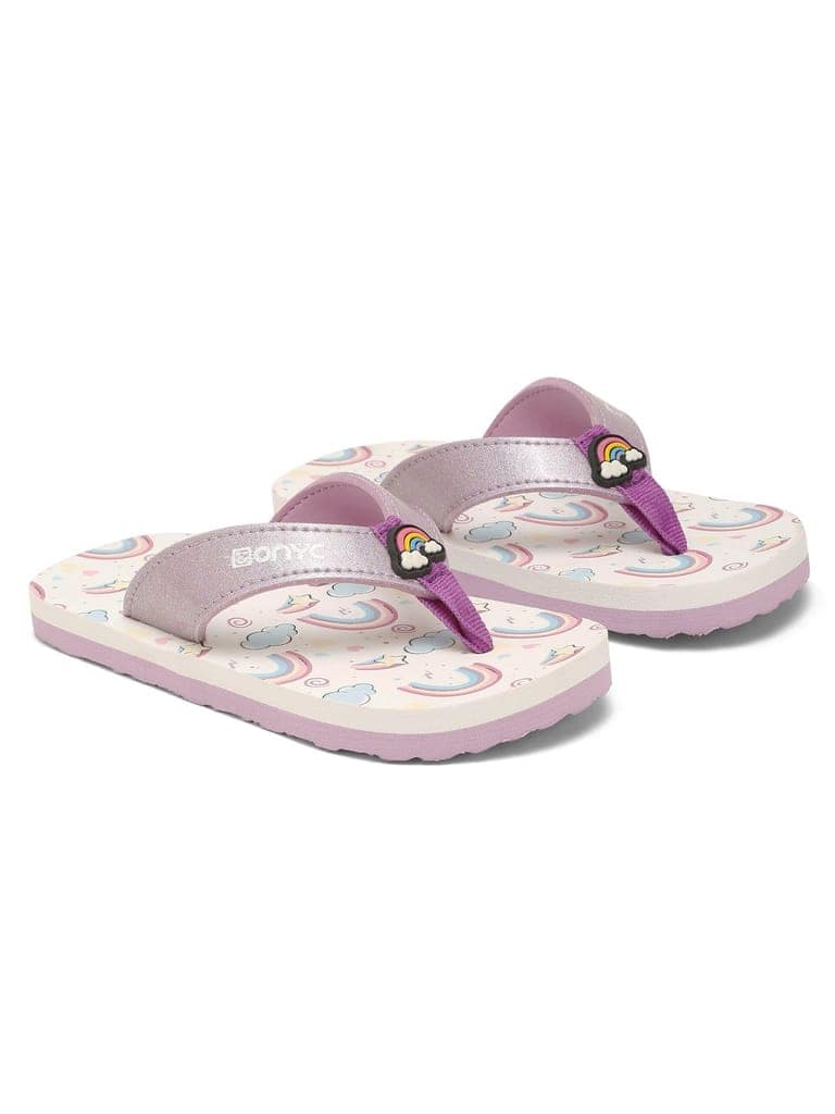 Premium Rainbow V-Shape Flip-flops - Purple (Girls) view 3