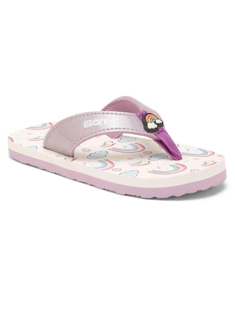 Premium Rainbow V-Shape Flip-flops - Purple (Girls) view 4