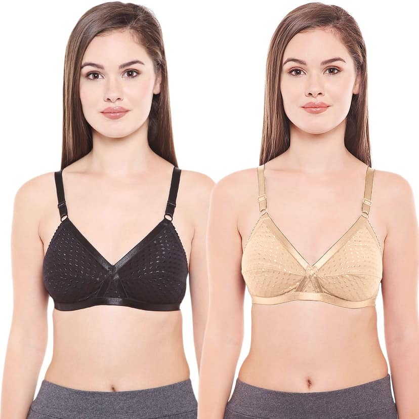 Bodycare Women Cotton Spandex Full Coverage Non Padded Regular Bra Pack - 2 E1528BS