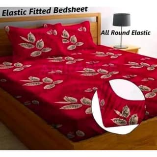 Homdazal Microfibre Abstract Queen Size (Red with Leaves)