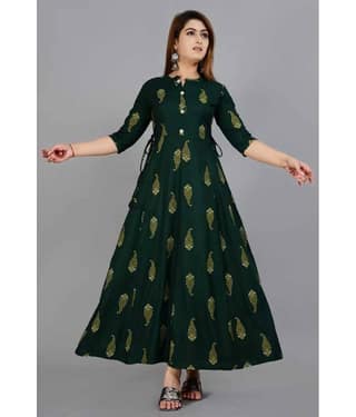 Smien - Grey Rayon Women's Anarkali Kurti ( Pack of 1 )
