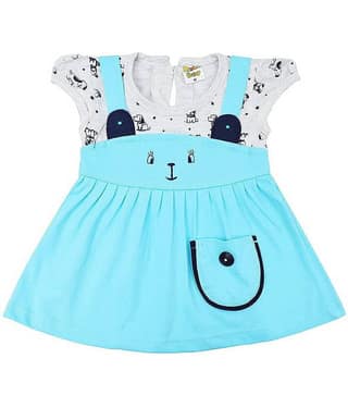 NammaBaby Baby Girls Cotton Blend Dresses ( Blue )