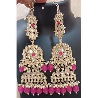 Genelia Dsouza Inspired Ruby Real Monalisa CZ Stones Earrings Set