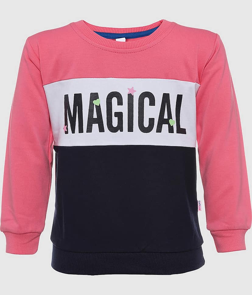 CATCUB Single Girls Cotton Blend Sweatshirt ( Navy )